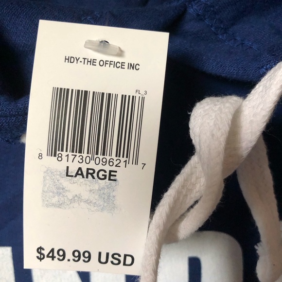 New NWT The Office Dunder Mifflin Inc royal blue hoody sweatshirt hoodie mens L - Picture 4 of 5